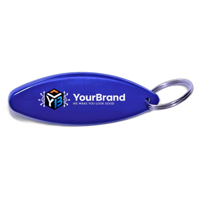 Surfboard Shaped Bottle Opener Key Chain with sample YourBrand logo imprint