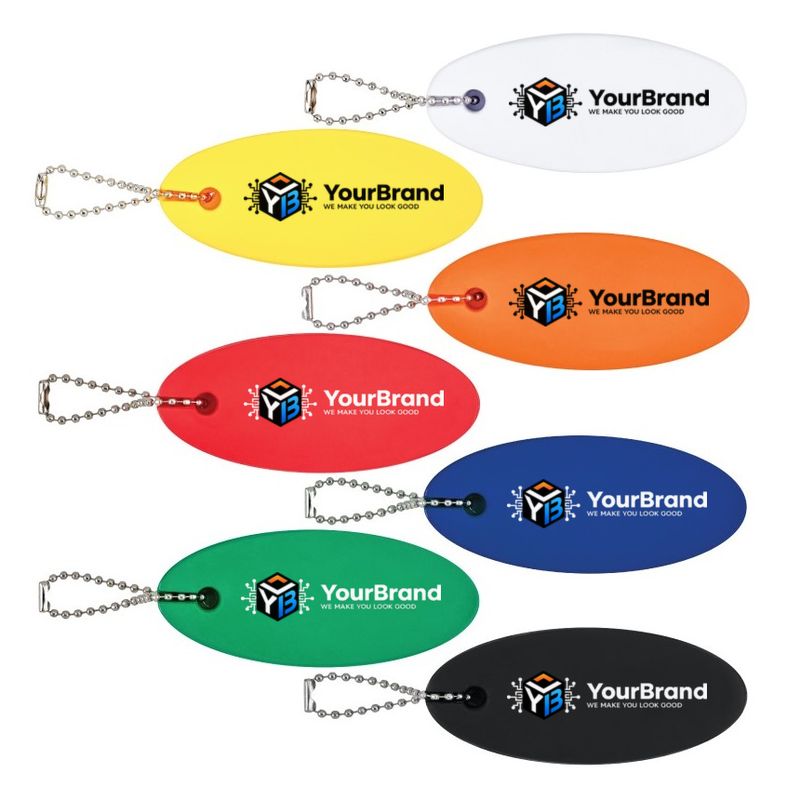 Oval Soft Floater Keychain with sample YourBrand logo imprint