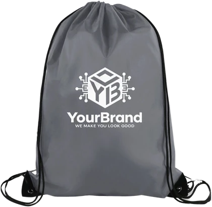 14 x 18 inch polyester drawstring backpack with sample white YourBrand logo