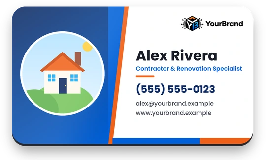 Business card magnet with a sample contractor card and YourBrand logo