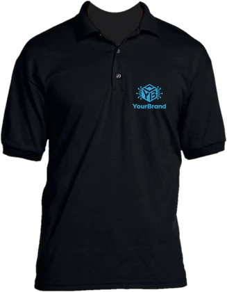 Gildan Dryblend 50/50 polo with sample YourBrand logo on the left chest