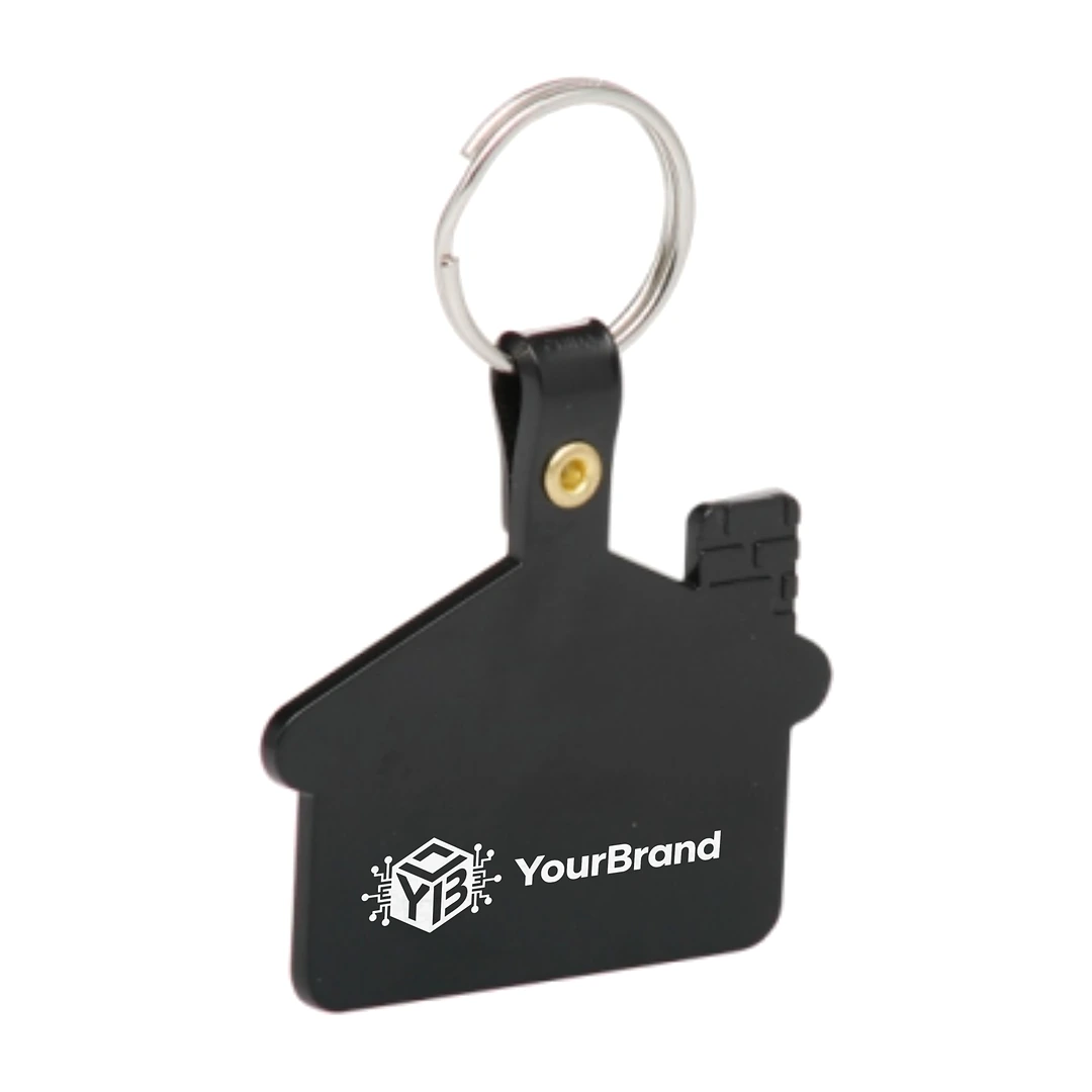 Flexible House Shaped Soft Tag Keychains with sample YourBrand logo imprint